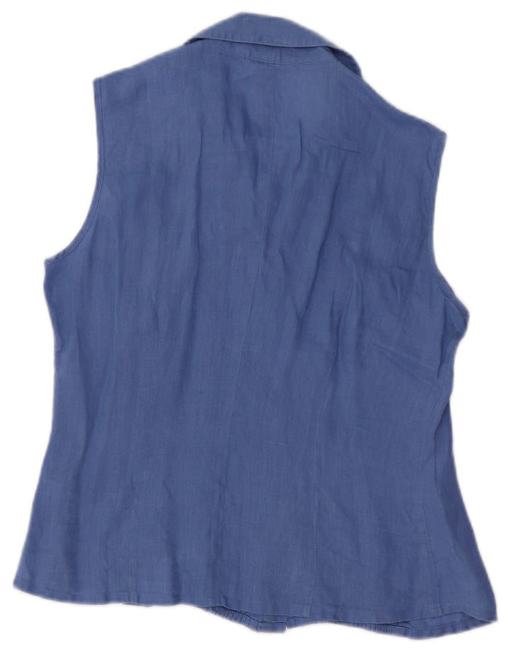 Blusa feminina sem mangas CHERIE IT 42 linho azul médio