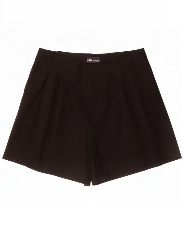 Zara Shorts feminino casual de cintura alta médio W28 preto viscose