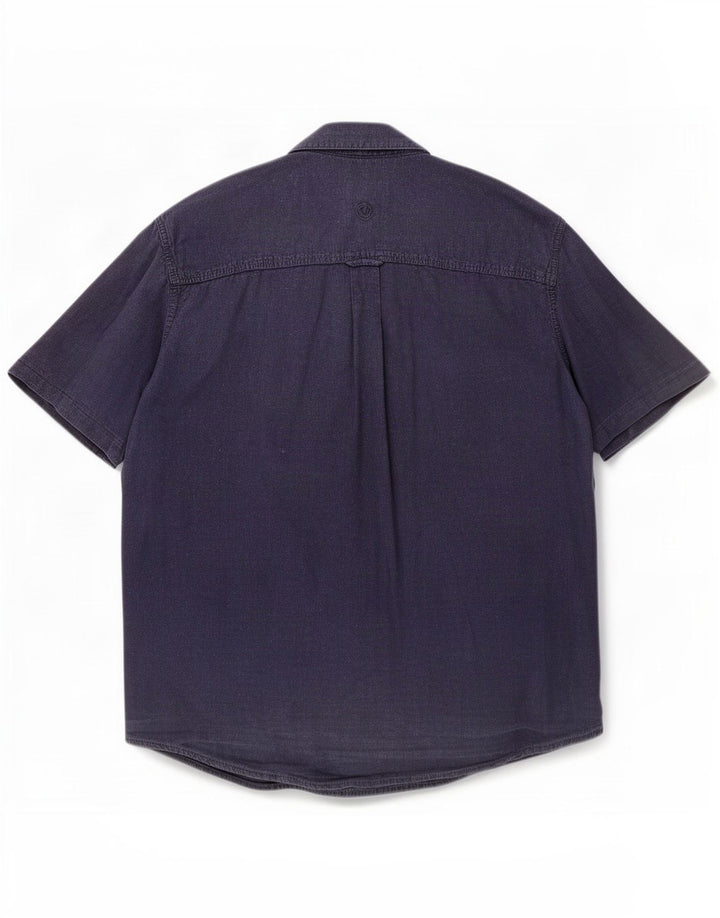 Camisa masculina de manga curta Fat Face Regular Fit XL azul marinho linho