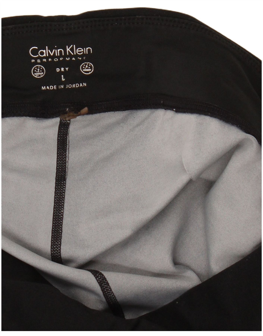 Calça legging feminina Calvin Klein UK 14 grande preta geométrica