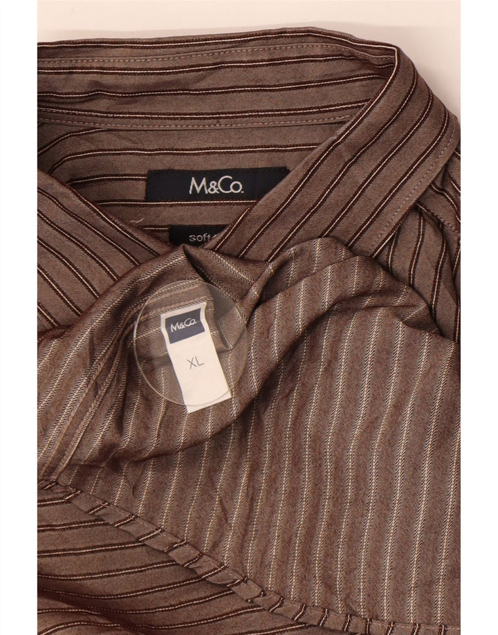 Camisa masculina M&Co XL listrada marrom viscose