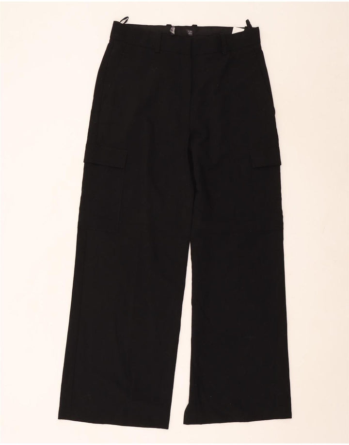 Calça cargo feminina reta Marks & Spencer Reino Unido 12 médio W30 L30 preta