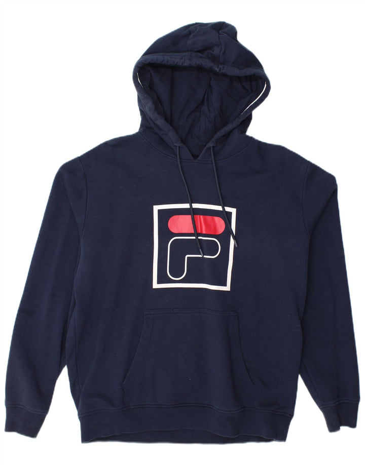 Fila Mens Graphic Hoodie Jumper Médio Algodão Azul Marinho