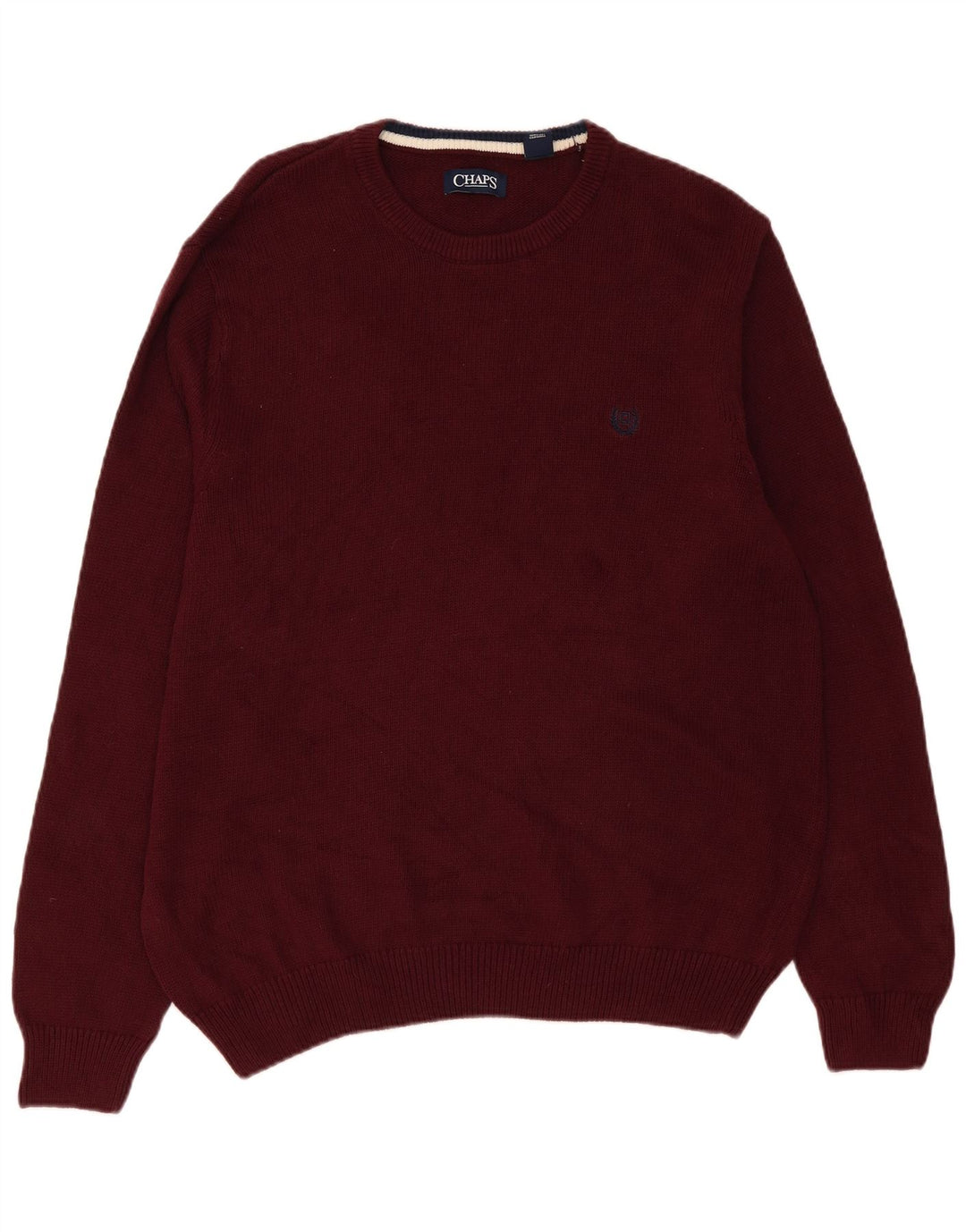 Suéter masculino Chaps com gola redonda XL algodão Borgonha