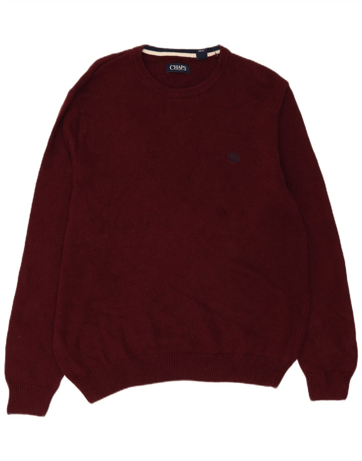 Suéter masculino Chaps com gola redonda XL algodão Borgonha