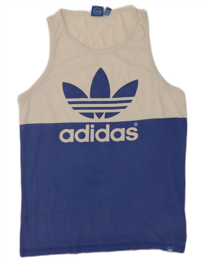 Adidas Mens Graphic Vest Top Médio Branco Colourblock Algodão