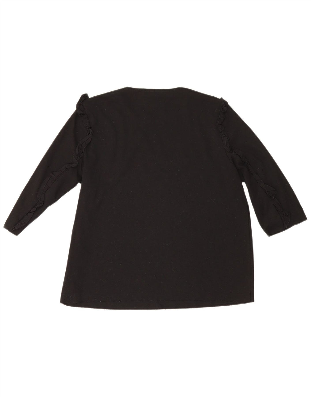 Top feminino Zara manga 3/4 Reino Unido 16 grande algodão preto