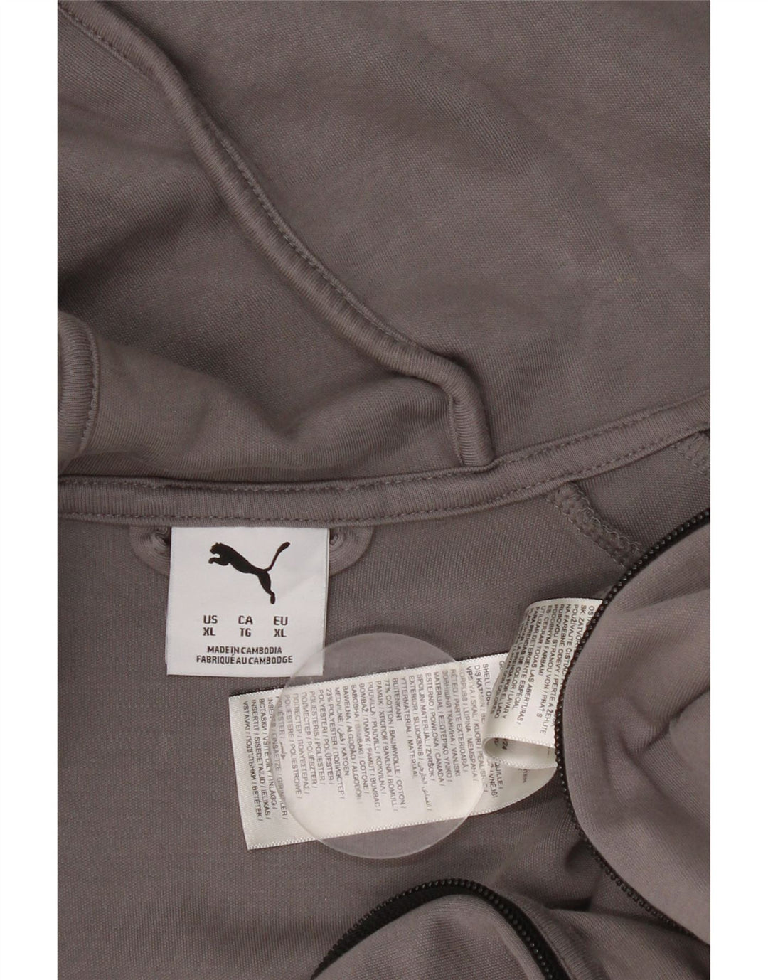 Suéter Puma masculino com capuz e zíper XL cinza algodão