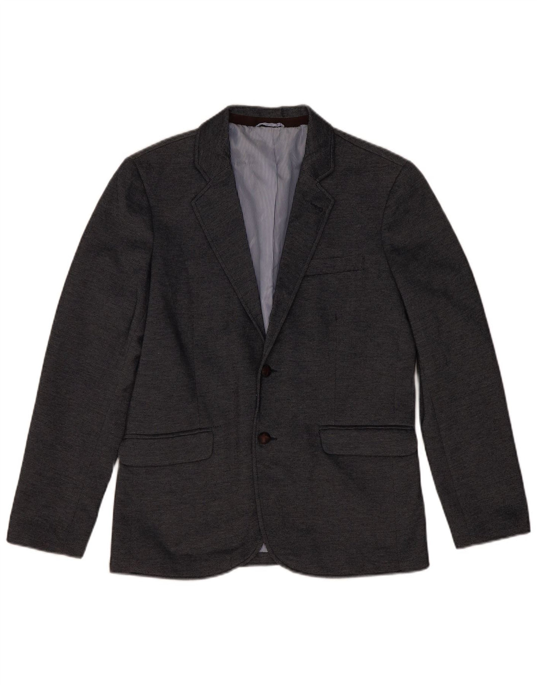 Jaqueta blazer masculina ZARA com 2 botões EU 48 poliéster cinza médio