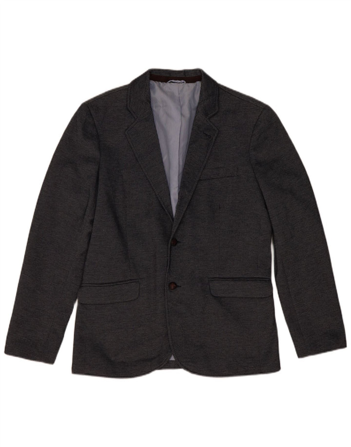 Jaqueta blazer masculina ZARA com 2 botões EU 48 poliéster cinza médio