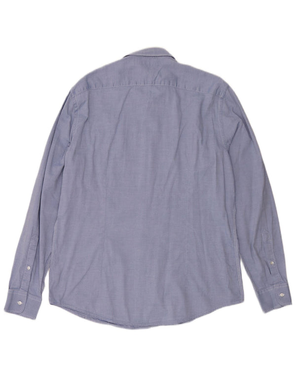 Trussardi Jeans Camisa masculina tamanho 43 XL azul algodão