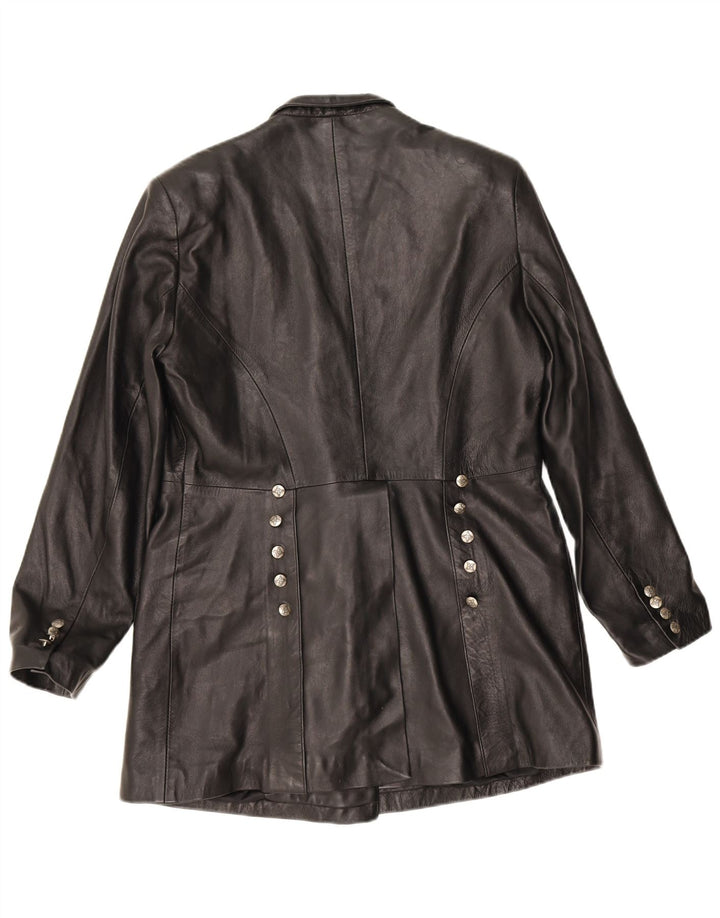 Casaco de couro feminino vintage UK 18 XL couro preto