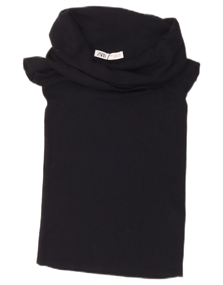 Blusa cropped feminina ZARA UK 12 viscose preta média