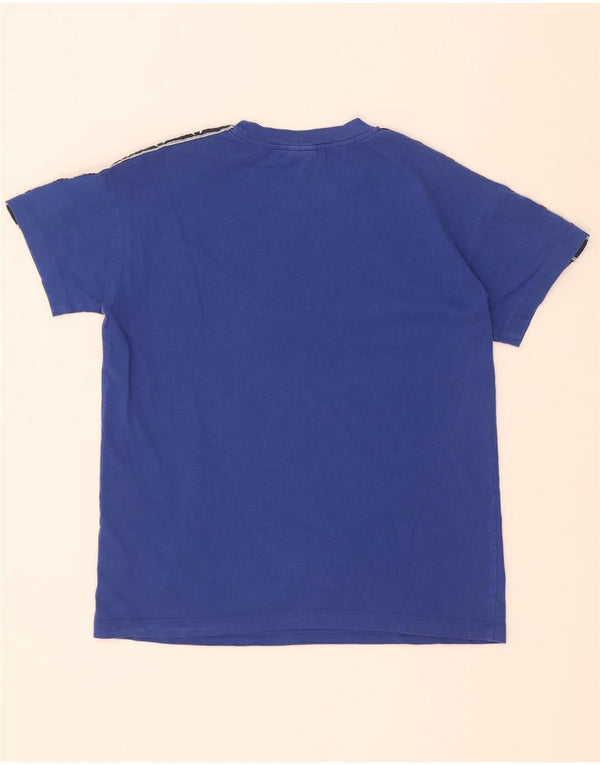 Camiseta masculina com estampa gráfica Champion pequeno algodão colorblock azul