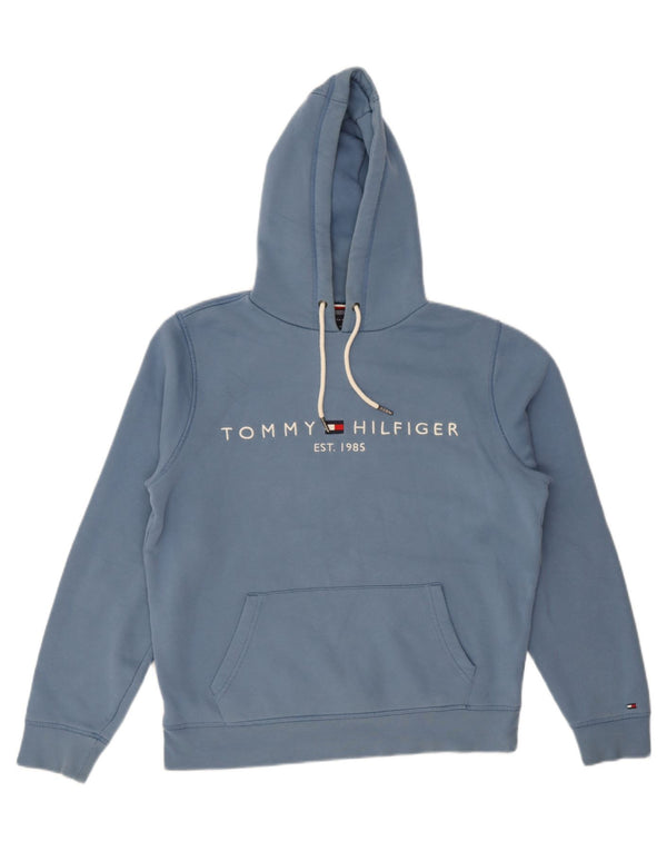 Tommy Hilfiger moletom com capuz gráfico masculino médio algodão azul