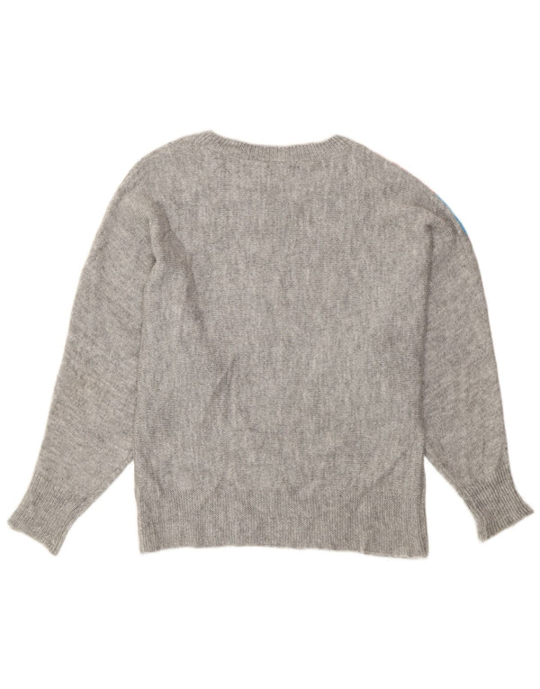 M&Co Suéter feminino Batwing com gola canoa UK 14 listrado cinza médio