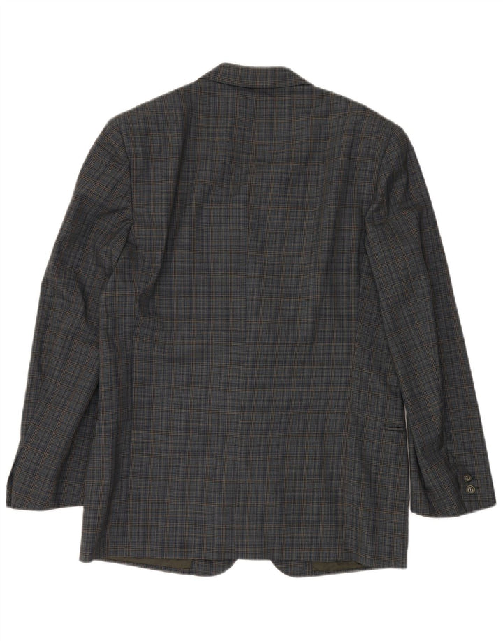 Jaqueta blazer masculina de 2 botões VALENTINO IT 50 grande azul xadrez viscose