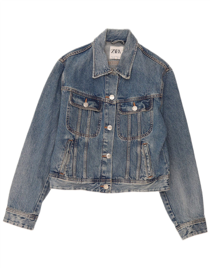 Jaqueta jeans oversized feminina Zara Reino Unido 10 algodão azul pequeno