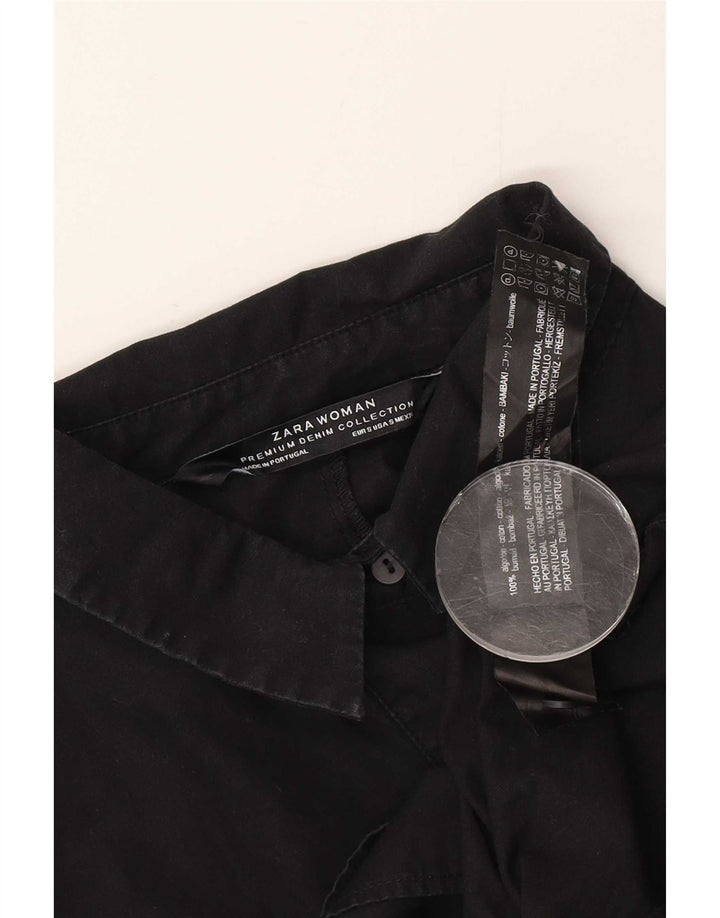 Blusa camisa oversized feminina Zara Reino Unido 10 pequeno algodão preto