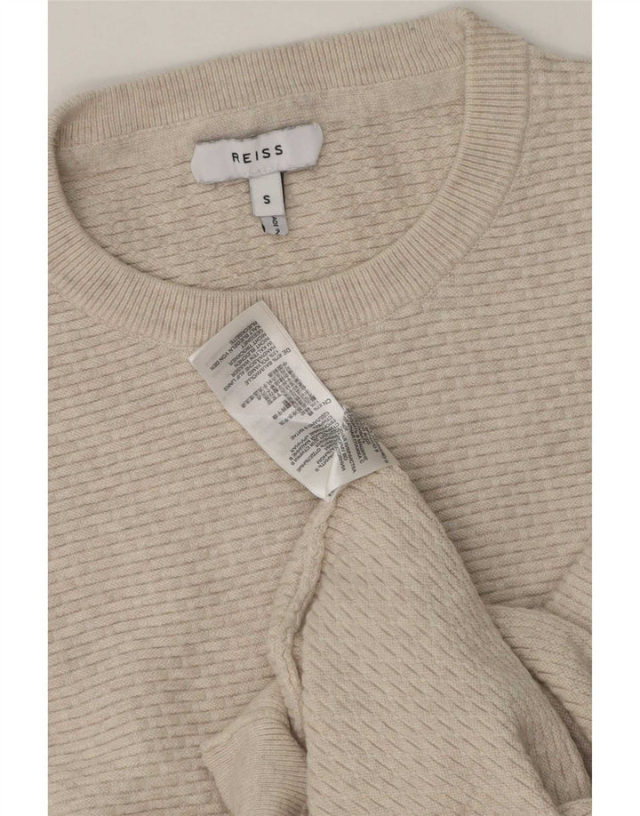 Suéter masculino Reiss com gola redonda e algodão bege pequeno