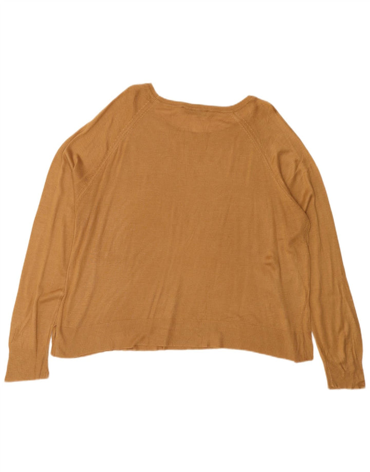 ZARA Suéter feminino oversized com gola canoa Reino Unido 16 grande marrom