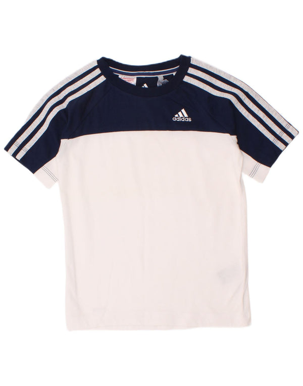 Camiseta Adidas Boys Climalite Top 7-8 Anos Branco Colorblock Algodão