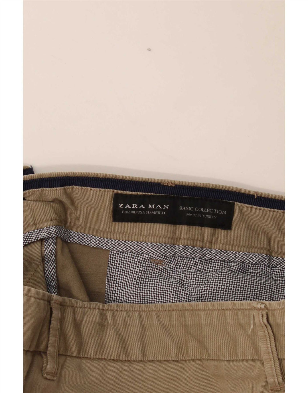 Zara Mens Slim Chino Calças EU 40 Médio W31 L31 Caqui