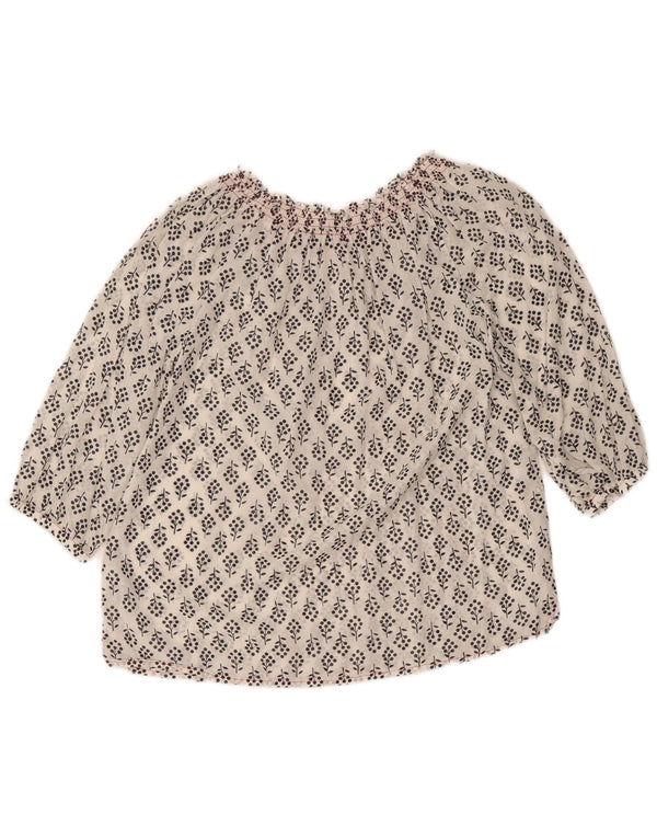 Blusa feminina Boden de manga 3/4 UK 12 viscose floral branca média