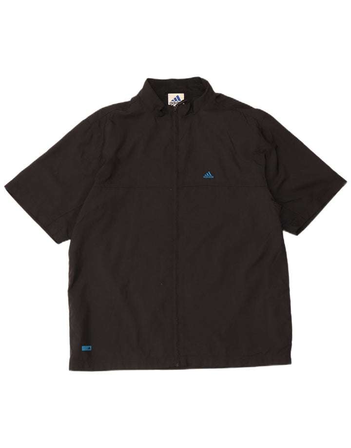 Adidas masculino manga curta agasalho jaqueta pequena poliéster preto