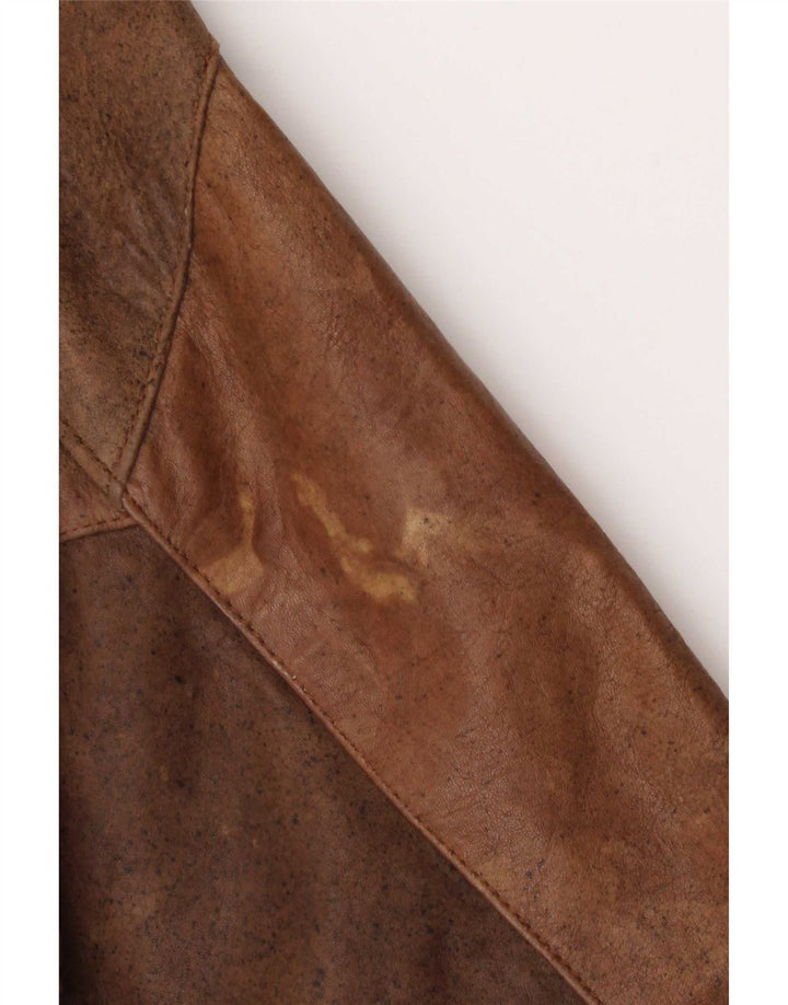 Jaqueta de couro masculina vintage UK 40 grande marrom
