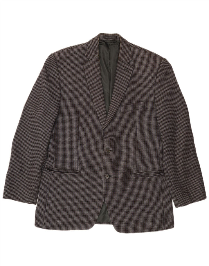 Jaqueta blazer masculina Chaps com 2 botões UK 38 cinza médio Houndstooth