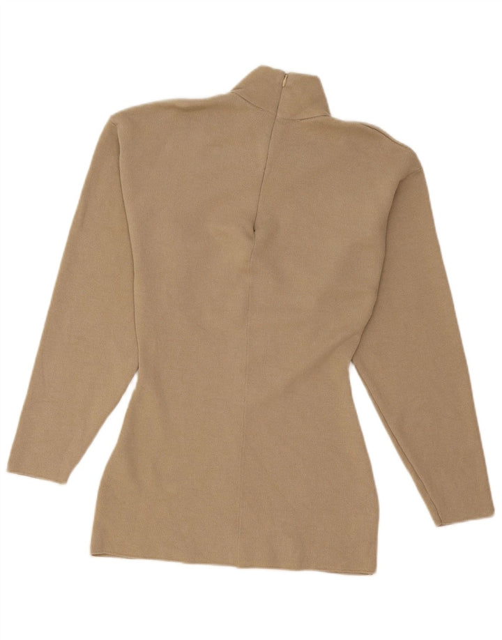 Suéter feminino Zara com gola tartaruga Reino Unido 10 viscose bege pequena