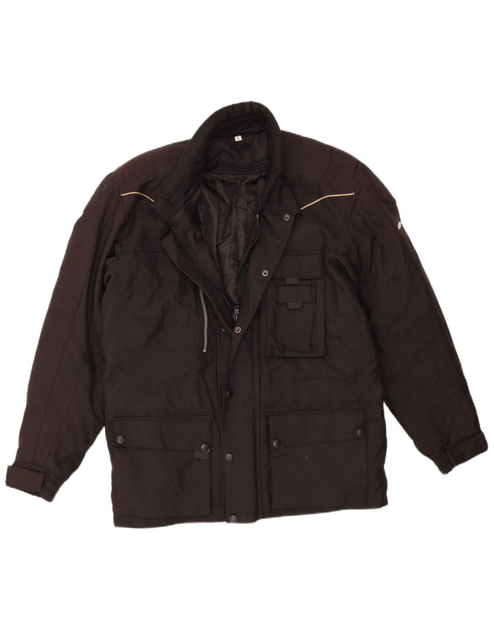 Jaqueta Vintage Mens Racer UK 40 Grande Poliéster Preto