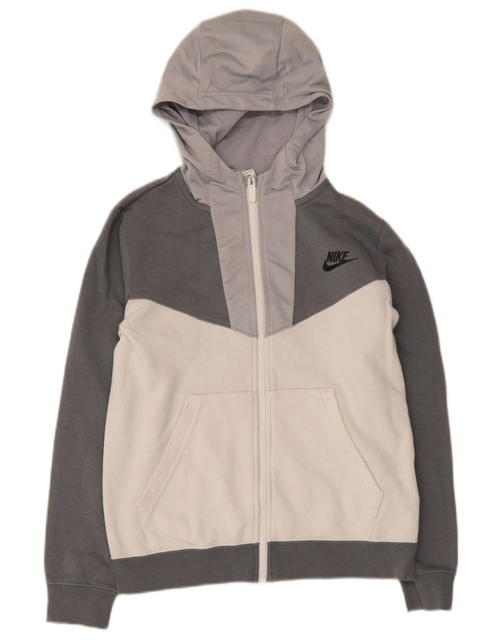 Suéter Nike Boys Graphic Zip com capuz 10-11 anos cinza médio bloco colorido