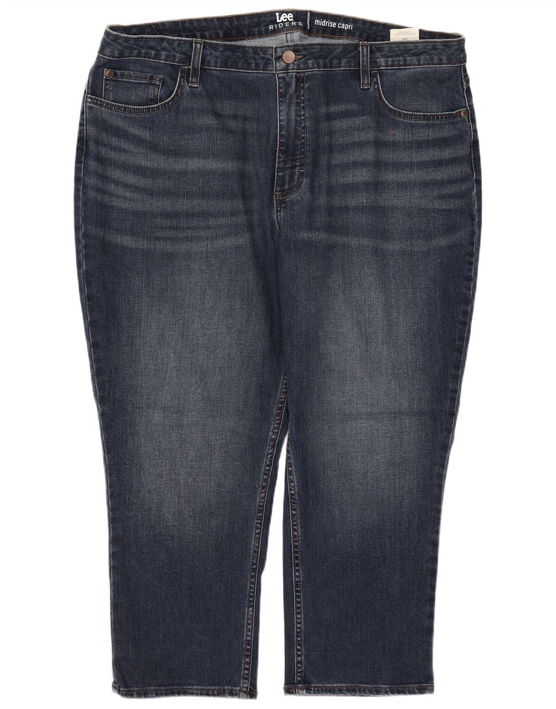 Lee Womens Riders Mid Rise Capri Jeans EUA 20 3XL W40 L23 Azul Marinho Algodão