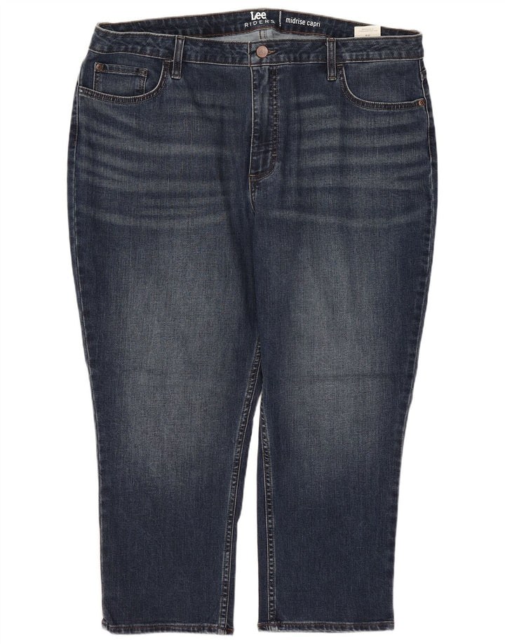 Lee Womens Riders Mid Rise Capri Jeans EUA 20 3XL W40 L23 Azul Marinho Algodão