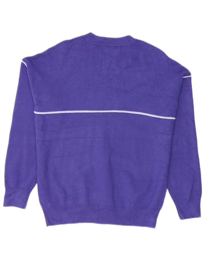 Suéter feminino Marks & Spencer com gola redonda Reino Unido 14 viscose azul médio