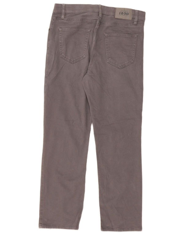 Izod Mens Regular Fit Calça Casual Reta W32 L30 Algodão Cinza