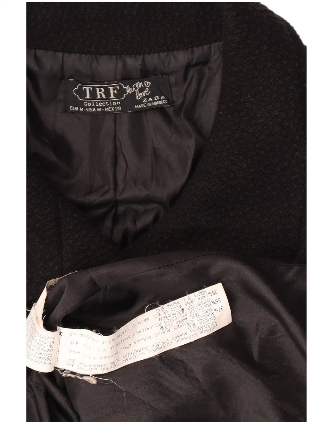 Sobretudo feminino Zara UK 12 acrílico preto médio
