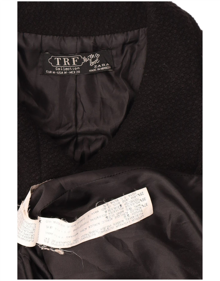 Sobretudo feminino Zara UK 12 acrílico preto médio