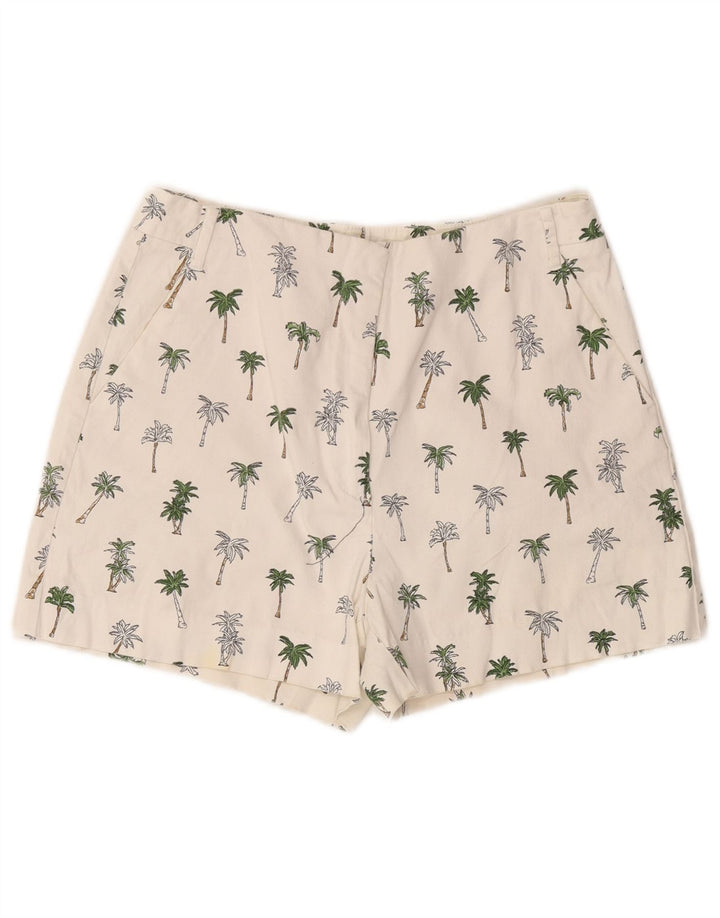 Zara Shorts Chino Feminino Médio W28 Algodão Floral Branco