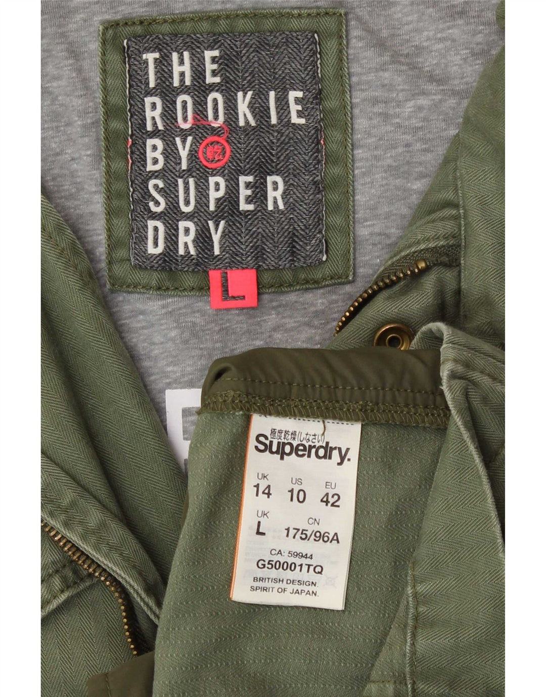 Jaqueta militar feminina Superdry UK 14 grande algodão verde