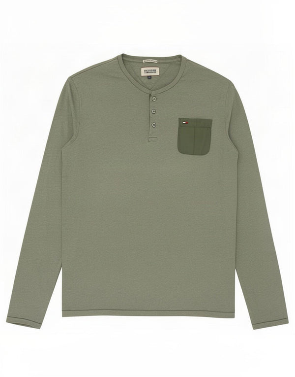 Tommy Hilfiger Top masculino de manga comprida grande algodão manchado cinza