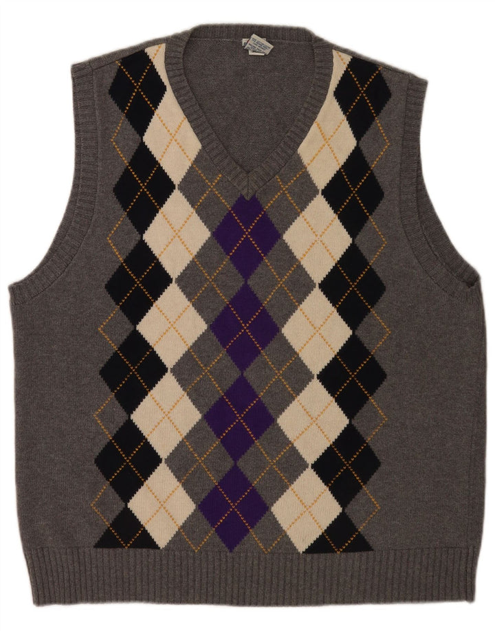 Colete masculino Old Navy regata grande cinza Argyle/algodão diamante