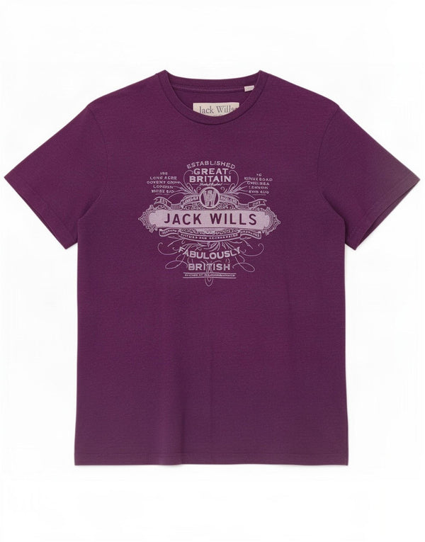 Camiseta gráfica masculina Jack Wills Top XS algodão roxo