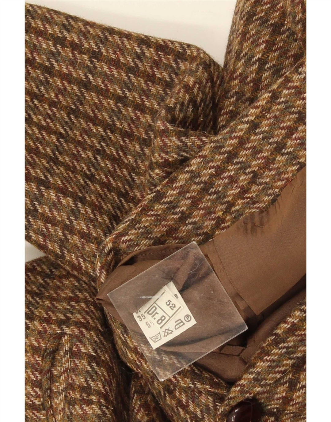 Jaqueta blazer masculina vintage com 2 botões IT 52 XL marrom houndstooth lã