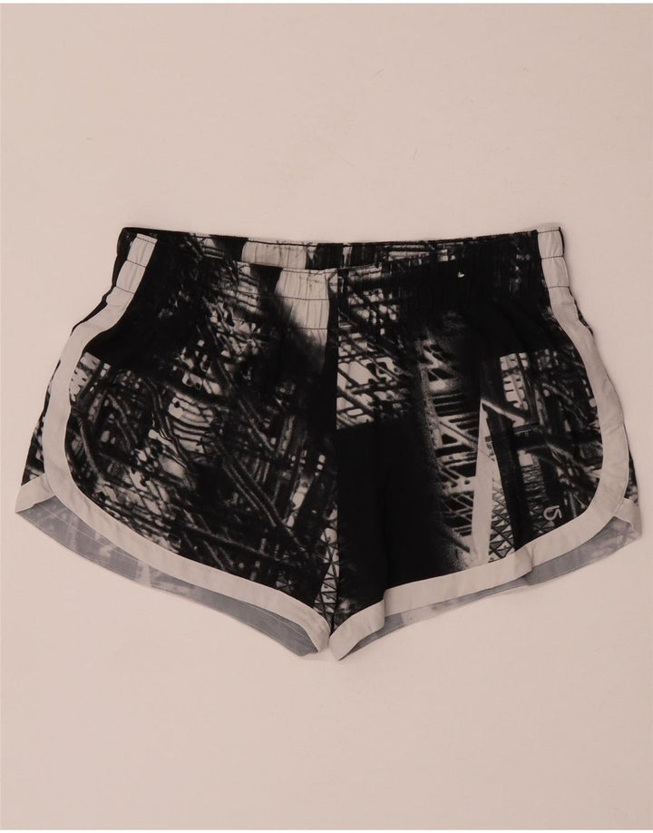 Shorts esportivos femininos Gap UK 14 poliéster geométrico preto médio