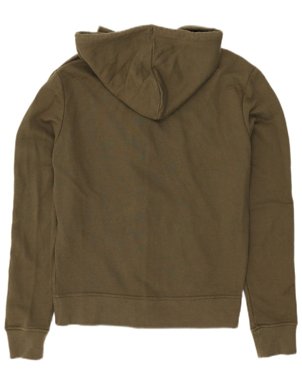 Tommy Hilfiger Suéter feminino com capuz e zíper gráfico Reino Unido 16 grande algodão cáqui