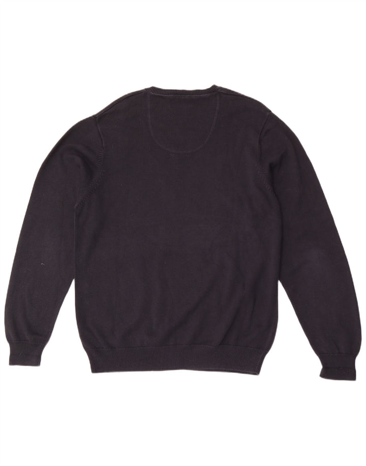 Suéter masculino Marks & Spencer Blue Harbor com decote em V grande azul marinho