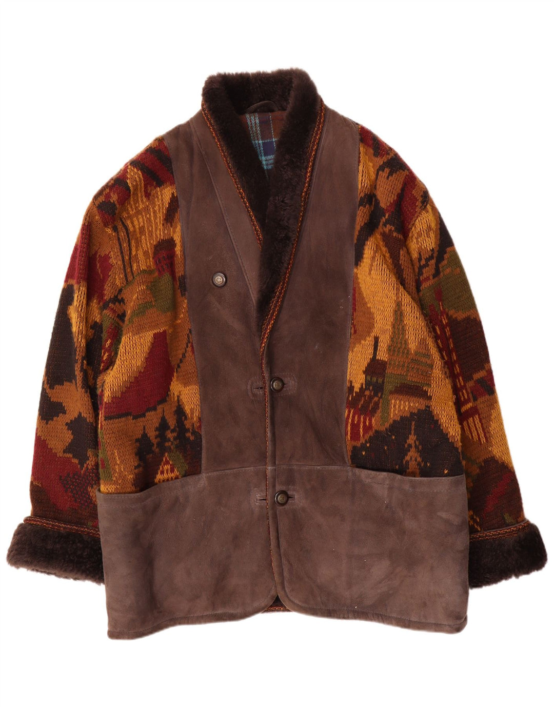 Jaqueta vintage masculina de malha shearling IT 54 2XL marrom shearling novidade